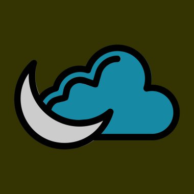 Bulutlu Gece simgesi, vektör illüstrasyonu basit tasarım