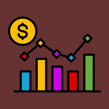 Yükselen Ekonomi simgesi, vektör illüstrasyonu basit tasarım