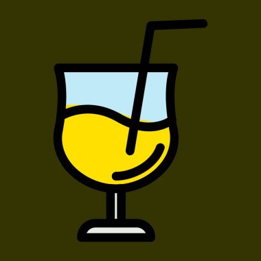 Kokteyl simgesi, vektör illüstrasyonu basit tasarım