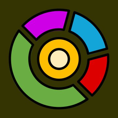 İşaretli Donut Çizelgesi simgesi, vektör illüstrasyonu basit tasarım