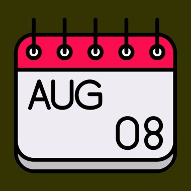 Ağustos simgesi, vektör illüstrasyonu basit tasarım