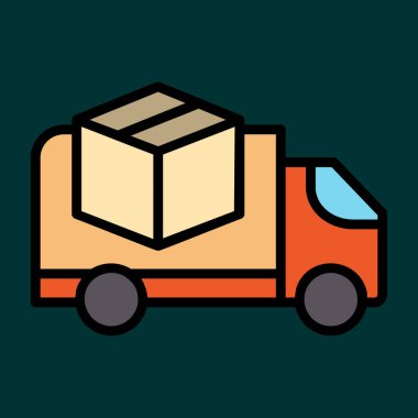 dağıtım kamyonu simgesi, vektör illüstrasyonu basit tasarım