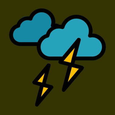 Şimşek Fırtınası simgesi, vektör illüstrasyonu basit tasarım