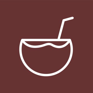 Hindistan cevizi içecek simgesi, vektör illüstrasyonu basit tasarım