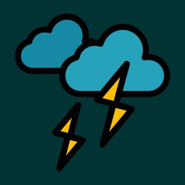 Şimşek Fırtınası simgesi, vektör illüstrasyonu basit tasarım