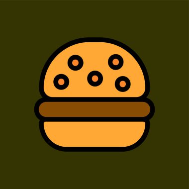 Hamburger simgesi, vektör illüstrasyonu basit tasarım
