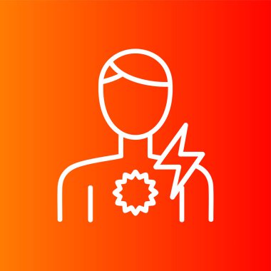 Göğüs ağrısı simgesi, vektör illüstrasyonu basit tasarım