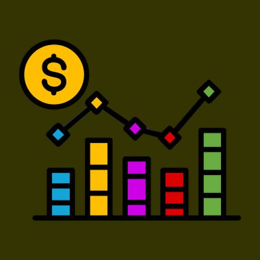Yığılmış Çubuk Çizelgesi simgesi, vektör illüstrasyonu basit tasarım