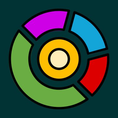 İşaretli Donut Çizelgesi simgesi, vektör illüstrasyonu basit tasarım