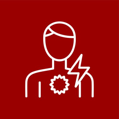 Göğüs ağrısı simgesi, vektör illüstrasyonu basit tasarım