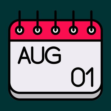 Ağustos simgesi, vektör illüstrasyonu basit tasarım