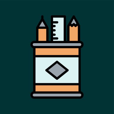 Kalem kutusu simgesi, vektör illüstrasyonu basit tasarım