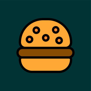 Hamburger simgesi, vektör illüstrasyonu basit tasarım