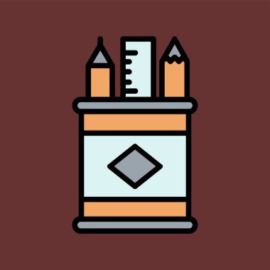 Kalem kutusu simgesi, vektör illüstrasyonu basit tasarım