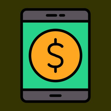 Çevrimiçi Para simgesi, vektör illüstrasyonu basit tasarım