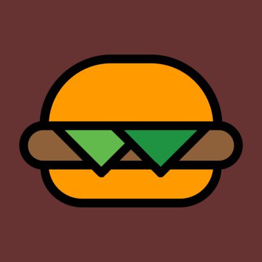 Hamburger simgesi, vektör illüstrasyonu basit tasarım