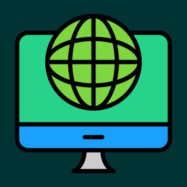 Dünya çapında simge, vektör illüstrasyonu basit tasarım