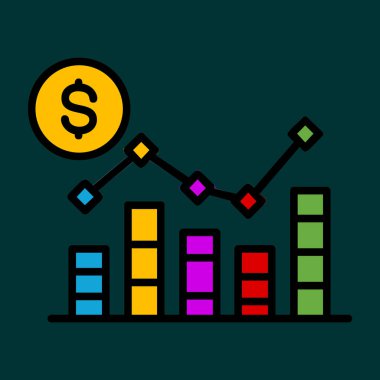 Yığılmış Çubuk Çizelgesi simgesi, vektör illüstrasyonu basit tasarım