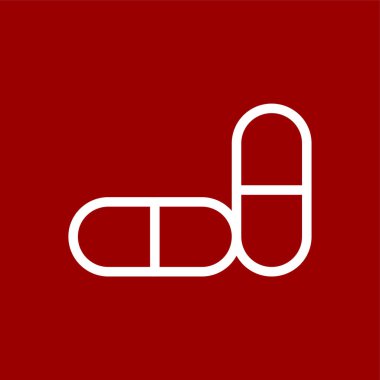 Kapsüller simgesi, vektör illüstrasyonu basit tasarım