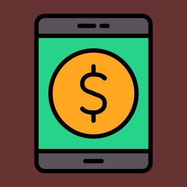 Çevrimiçi Para simgesi, vektör illüstrasyonu basit tasarım