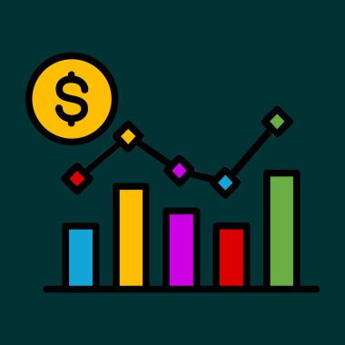 Yükselen Ekonomi simgesi, vektör illüstrasyonu basit tasarım