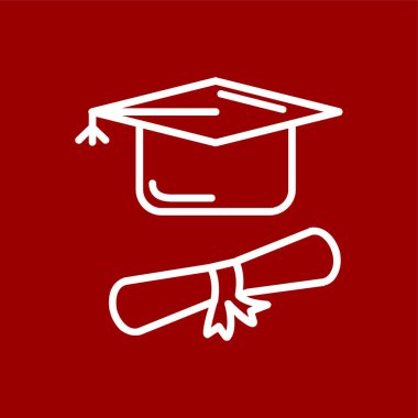 Mortarboard simgesi, vektör illüstrasyonu basit tasarım