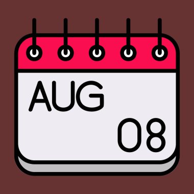 Ağustos simgesi, vektör illüstrasyonu basit tasarım