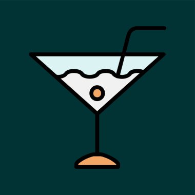 Martini ikonu, vektör illüstrasyonu basit tasarım