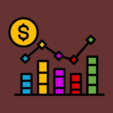 Yığılmış Çubuk Çizelgesi simgesi, vektör illüstrasyonu basit tasarım