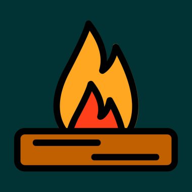 Kamp ateşi simgesi, vektör illüstrasyonu basit tasarım