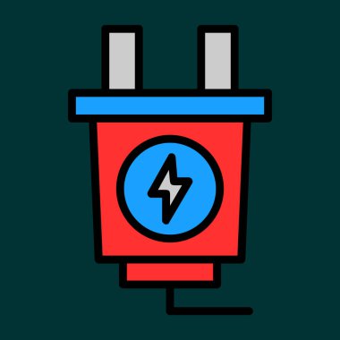 Power Plug simgesi, vektör illüstrasyonu basit tasarım