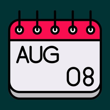 Ağustos simgesi, vektör illüstrasyonu basit tasarım