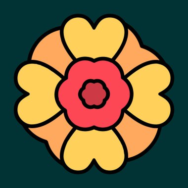 Naneli Marigold simgesi, vektör illüstrasyonu basit tasarım