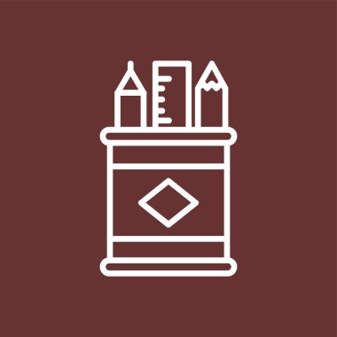 Kalem kutusu simgesi, vektör illüstrasyonu basit tasarım