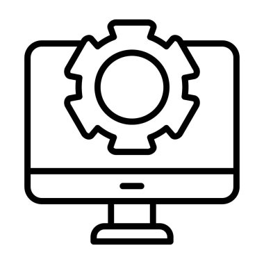 ayar simgesi vektörü ayarlanıyor. İnce çizgi işareti. izole edilmiş sınır sembolü çizimi