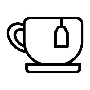 Çay kupası ikonu. Beyaz arkaplanda izole edilmiş web tasarımı için vektör simgesinin ana hatları