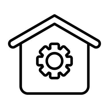 ev simgesi ve vektör illüstrasyonlu dişli ev