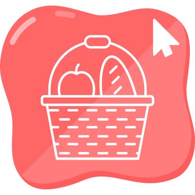 Piknik sepeti ağ ikonu vektör çizimi