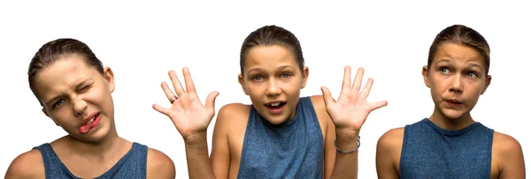 Farklı duygular ile karşı karşıya kümesi. Kız.