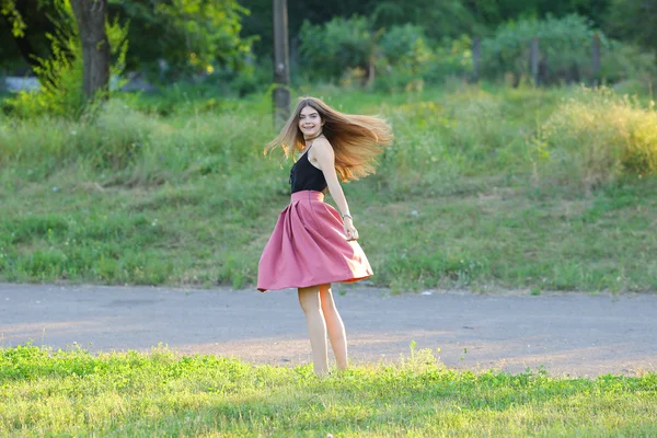 Young beautiful girl shows emotions delight pleasure bliss — Stock Photo, Image