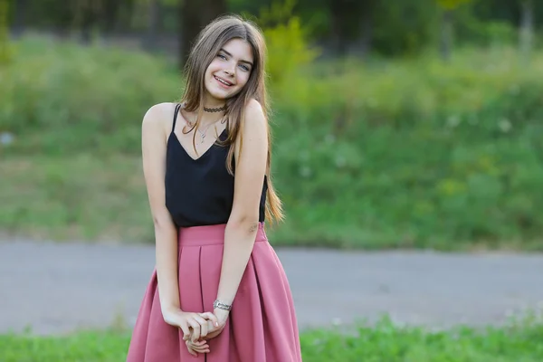 Young beautiful girl shows emotions delight pleasure bliss — Stock Photo, Image