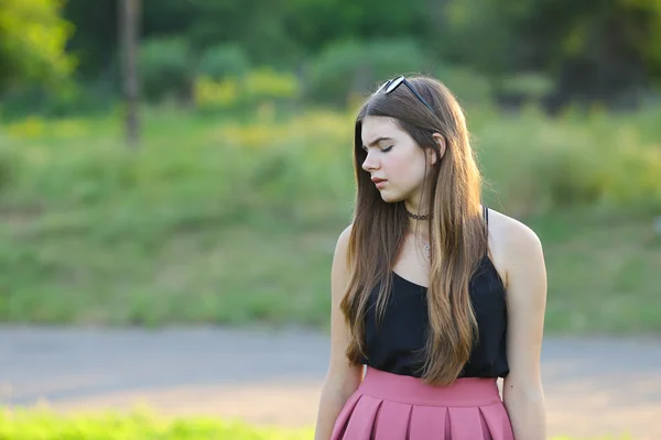 Young beautiful girl shows emotions delight pleasure bliss — Stock Photo, Image