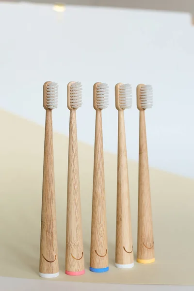 Set of five isolated toothbrushes in white background. — Stock Photo, Image