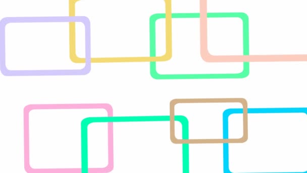 Geometriska färgstark animerad bakgrund på en vit duk sömlös loop. Runda trekantig rektanglar slumpmässigt flyga — Stockvideo