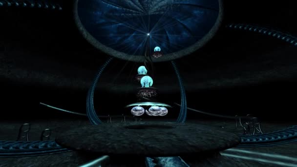 Fantasy Sci-fi torony barlang 3d render illusztráció — Stock videók