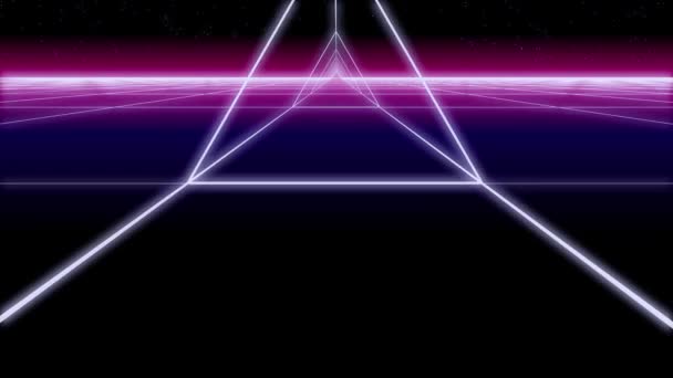 Synthwave triângulo túnel retro fundo 3d render — Vídeo de Stock