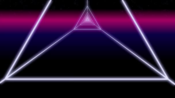 Synthwave triângulo túnel fundo 3d render — Vídeo de Stock