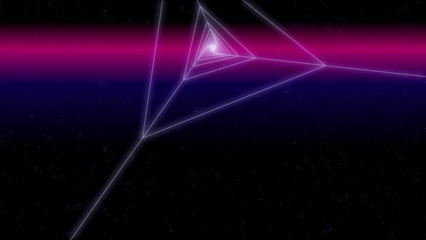 Synthwave triangle tordu tunnel 3d rendu — Video