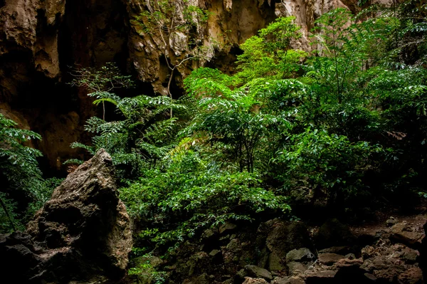 Beautiful stone Cave with above light. — Stock Photo, Image