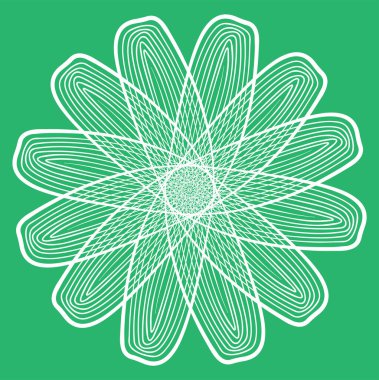 Yeşil arkaplanda doğrusal vektör biçimlendirilmiş beyaz çiçek